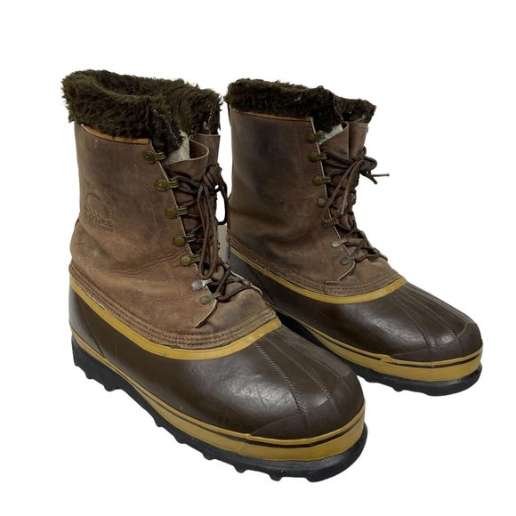 Sorel Mens Dominator Insulated Extreme Shearling Duck Boots Size 12 Brown